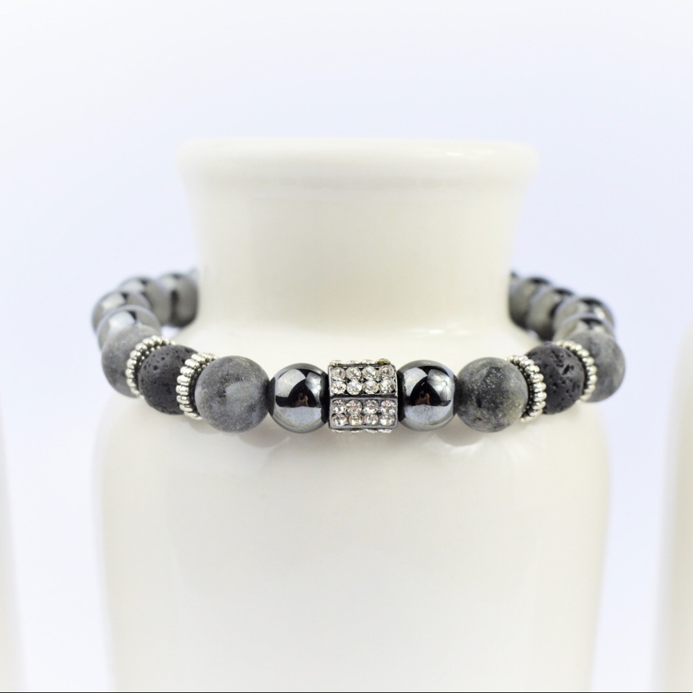 MENS | Hematite Gemstone Beaded Bracelet- 44